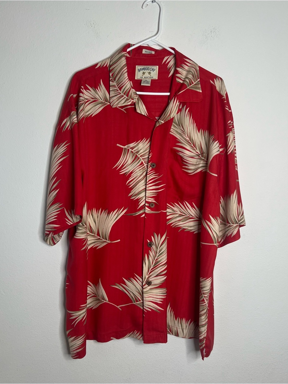 Bamboo Cay 100% Silk Mens Shirt XXL Hawaiian Tropical Short  Sleeve